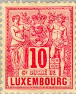 Stamp, Allegories of "Agriculture" and "Commerce", Luxembourg,  , Coats of Arms