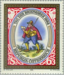 Stamp, Letter envoy from Nürnberg (16th Cty.), Austria,  , Postal Services, Postmen, Stamp Day