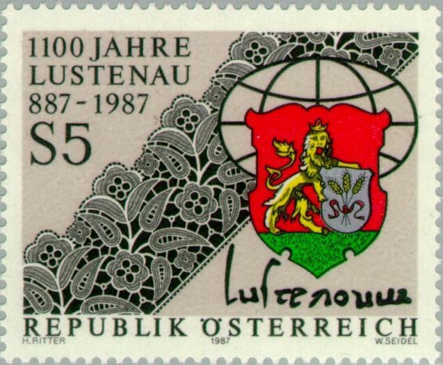 coat of arms of Lustenau & embroidery pattern