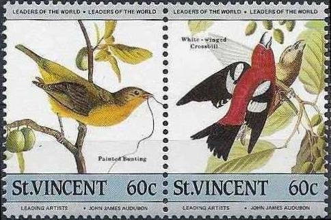 Painted Bunting (Passerina ciris), Two-barred Crossbill (Lox