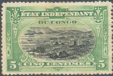 Stamp, River And Mountain, Congo, Free State,  , Landscapes
