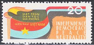 Stamp, NLF Slogan - English, Vietcong, National Liberation Front,  , Flags