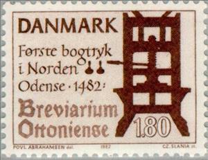 Stamp, Odense Printing Press, 1482, Denmark,  , Printing presses