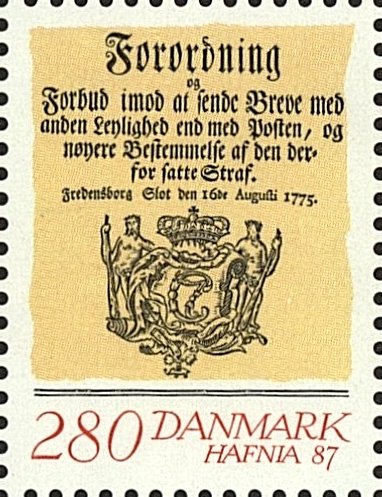 1775 Decree Granting Postal Monopoly to Danish Post Office