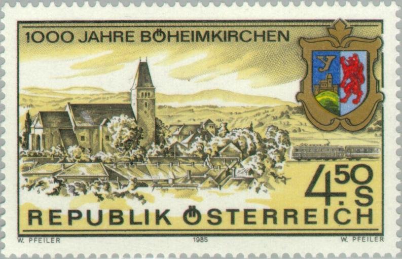 Townscape of Böheimkirchen & coat of arms