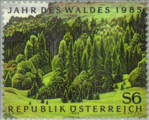 Stamp, Forest, Austria,  , Trees, Forests, Plants (Flora)