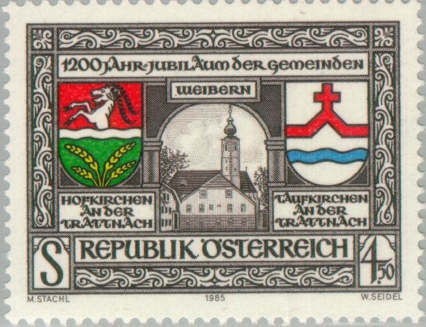 Coat of arms of Hofkirchen and Taufkirchen, Weibern church