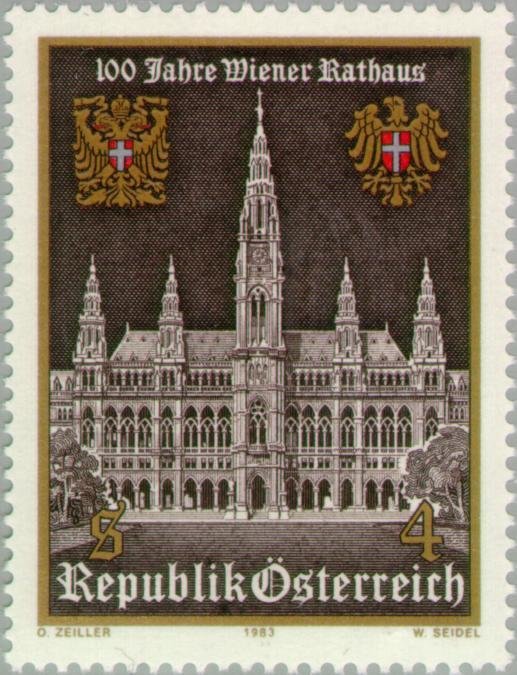 Vienna, city hall & old and new coat of arms