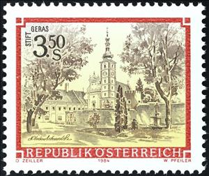 Stamp, Premonstratensian monastery, Geras, Austria,  , Towers, Religion, Monasteries, Buildings