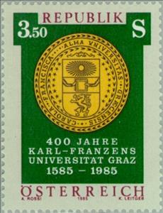 Stamp, Karl Franzens University, Graz, 400th anniv., Austria,  , Education, Universities, Seals (Emblems)