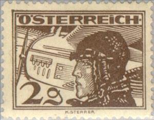 Stamp, Pilot & biplane Hansa Brandenburg C-1, Austria,  , Pilots, Aviation, Aircrafts