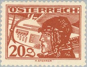Stamp, Pilot & biplane Hansa Brandenburg C-1, Austria,  , Pilots, Aviation, Aircrafts