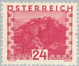 Stamp, Hohensalzburg Fortress, Salzburg - large format, lake, Austria,  , Landscapes, Fortresses / Strongholds