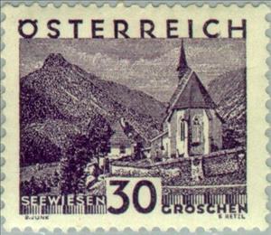 Stamp, Seewiesen, Steiermark - large format, Austria,  , Landscapes, Churches - Cathedrals - Basilicas - Chapels