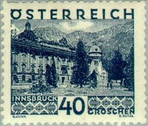 Stamp, Old Hofburg, Innsbruck Tyrol - large format, Austria,  , Landscapes, Palaces, Buildings