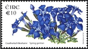 Stamp, Spring Gentian - Gentiana verna, Ireland,  , Flowers, Plants (Flora)