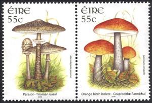 Se-tenant, Parasol and Orange Birch Bolete, Ireland,  , Mushrooms