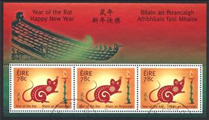 Souvenir Sheet, Year of the Rat, Ireland,  , Stylized Animals, Chinese New Year