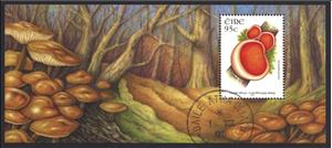 Souvenir Sheet, Scarlet Elfcup - Sacroscypha austriaca, Ireland,  , Mushrooms