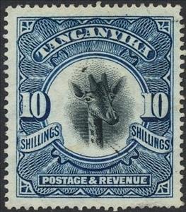 Stamp, Giraffe (Giraffa camelopardalis), Tanganyika,  , Giraffes