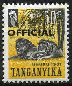 Stamp, Lion (Panthera leo), Tanganyika,  , Mammals, Лев, Animals (Fauna)