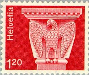 Stamp, Roanic capital, St.-Jean-Baptiste Church, Grandson, Switzerland,  , Sculptures, Stylized Animals, Architecture, Art, Churches - Cathedrals - Basilicas - Chapels