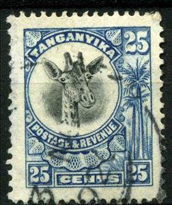 Stamp, Giraffe (Giraffa camelopardalis), Tanganyika,  , Giraffes