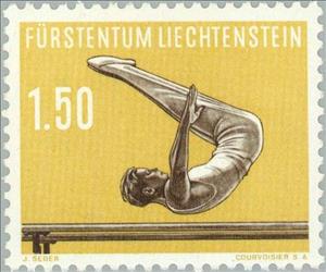 Stamp, Parallel bars, gymnastics, Liechtenstein,  , Sport, Gymnastics