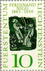 Stamp, "Annunciation", by Ferdinand Nigg, Liechtenstein,  , Biblical Accounts, Christmas