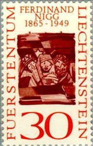Stamp, "The Three Kings", by Ferdinand Nigg, Liechtenstein,  , Biblical Accounts, Christmas