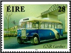 Stamp, GNR Gardner, Ireland,  , Vehicles, Cars, Bridges, Omnibuses