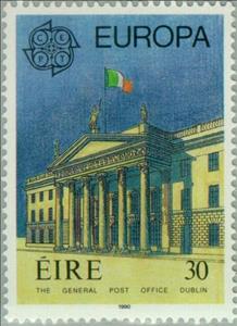 Stamp, Europa.  The General Post Office, Dublin, Ireland,  , Postal Unions, Flags, C.E.P.T., Europe, Post Horns, Buildings, Post Offices