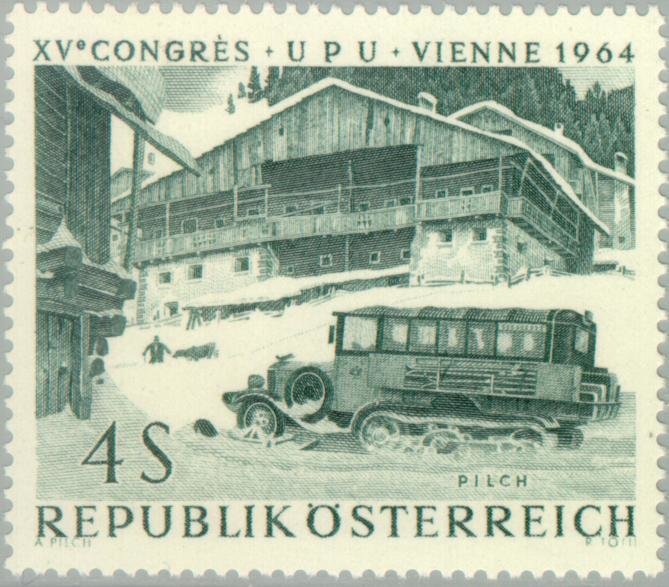 Halftrack bus in a high mountain region
