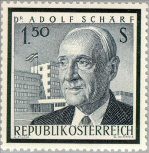 Stamp, Schärf, Dr. Adolf (1890-1965) federal president, Austria,  , Heads of State, Politicians