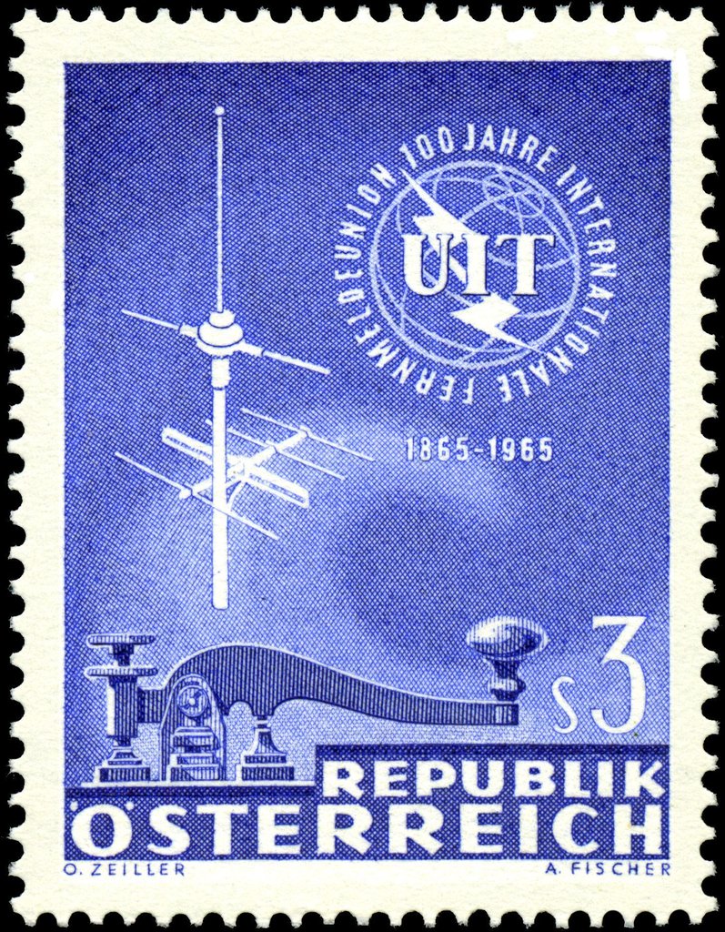 Morse key, antenna & U.I.T. badge
