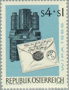 Stamp, Gothic letter & tabernacle secretary, Austria,  , Philatelic Exhibitions, Expositions, Philately, Gothic, Furniture, Letters (Mail)