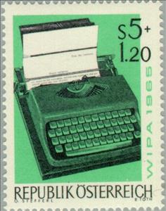 Stamp, Typewriter with letter, Austria,  , Philatelic Exhibitions, Expositions, Philately, Letters (Mail)