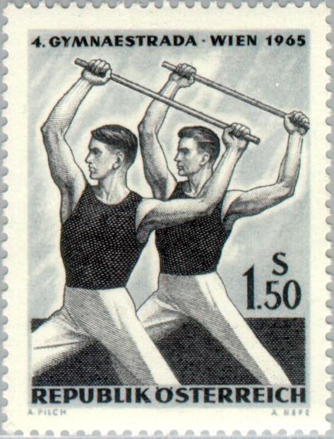 Gymnasts with gym rod