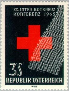 Stamp, Strip of gauze in front of Red Cross, Austria,  , Red Cross and Red Crescent, Conferences