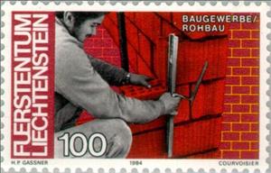 Stamp, Occupations- Masonry, Liechtenstein,  , Building Industry, Professions