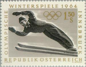 Stamp, Ski Jumping, Austria,  , Sport, Olympic Games, Winter Sports, Ski-jump