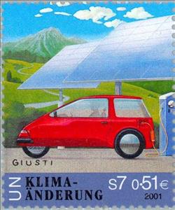 Stamp, Climate changes, UNO Vienna,  , Landscapes, Vehicles, Cars, Energy, Animals (Fauna), Plants (Flora)