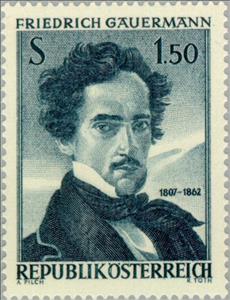 Stamp, Friedrich Gauermann (1807-62) painter, self portrait, Austria,  , Paintings, Painters
