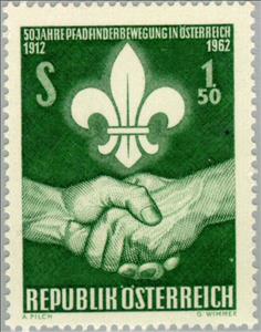 Stamp, Scouting lily & handshake, Austria,  , Scouting, Hands