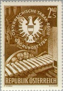 Stamp, Cigarette package machine & coat of arms, Austria,  , Heraldic Animals, Industry, Tobacco, Coats of Arms