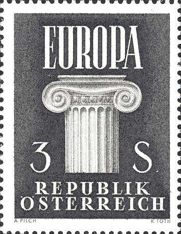 Part of an Ionian pillar with the word "EUROPA"