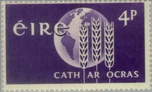Stamp, Freedom from Hunger, Ireland,  , Freedom from hunger, Crops, Globes, Plants (Flora)