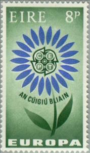 Stamp, Sylised Flower, Ireland,  , Postal Unions, C.E.P.T., Europe, Stylized Plants