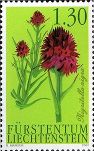 Stamp, Black Vanilla Orchid, Liechtenstein,  , Orchids