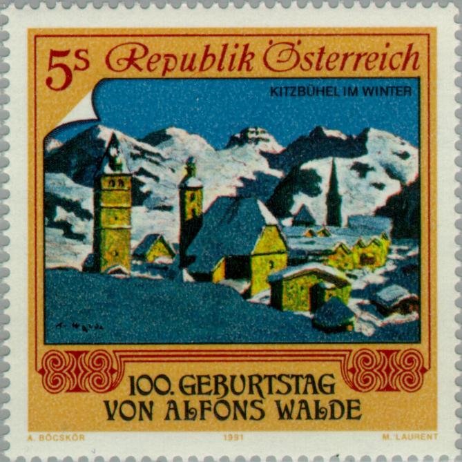 "Kitzbuhel in Winter" painting by A. Walde (1891-1958)